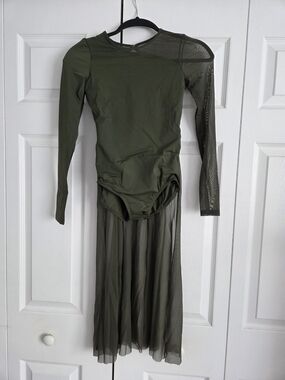 NEVER WORN Balera Olive Long Sleeve Back Panel Leotard for Women.